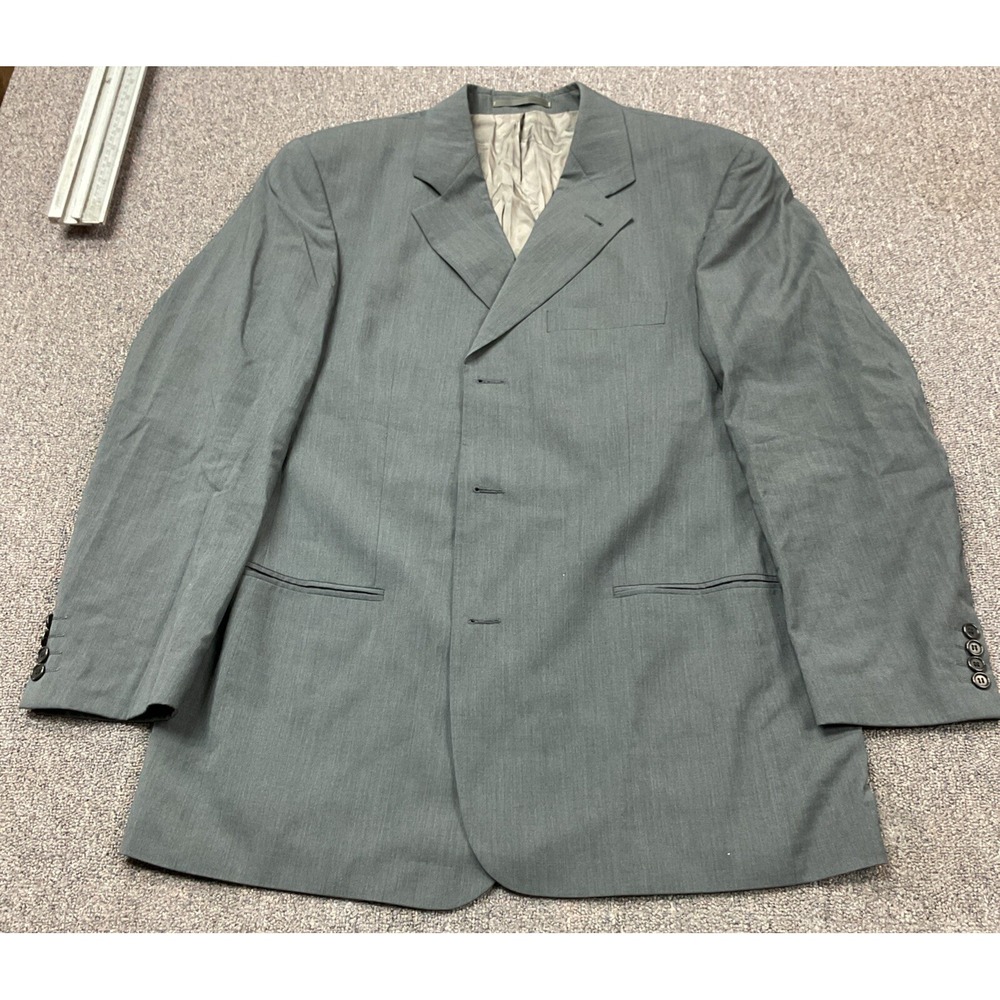 EUC! Hugo Boss Einstein Omega Virgin Wool Cerruti Grey Suit‎ Blazer Jacket - 52